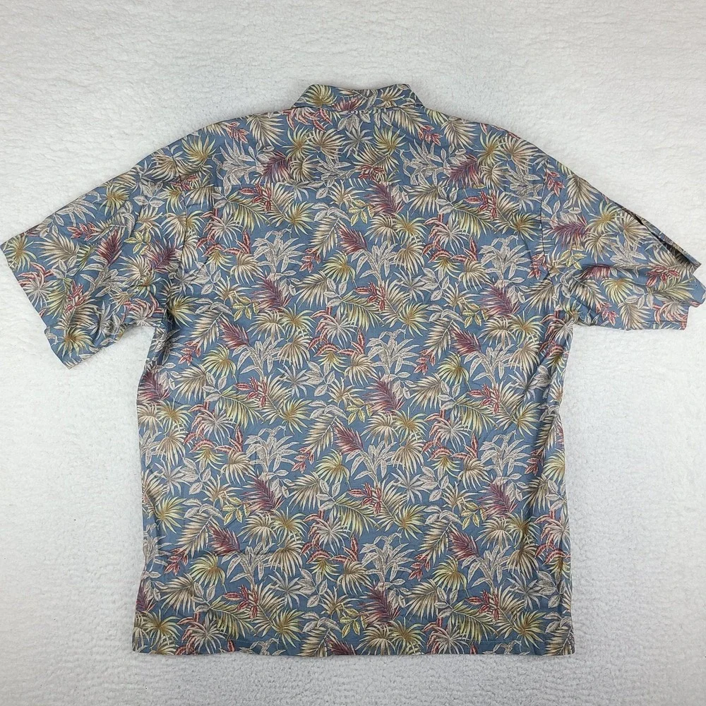 Tori Richard Shirt Mens 2XL XXL Blue Floral Preppy Hawaiian Button Up Cotton